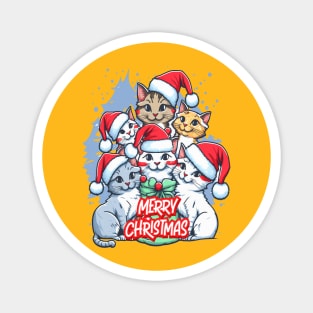 Merry Christmas Cat Squad Meowy Magnet